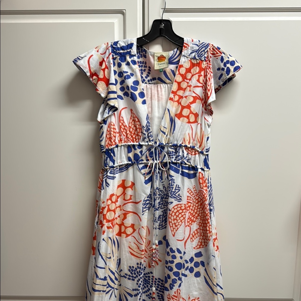 Farm Rio Mixed Lobsters Print Tiered Cotton Dress